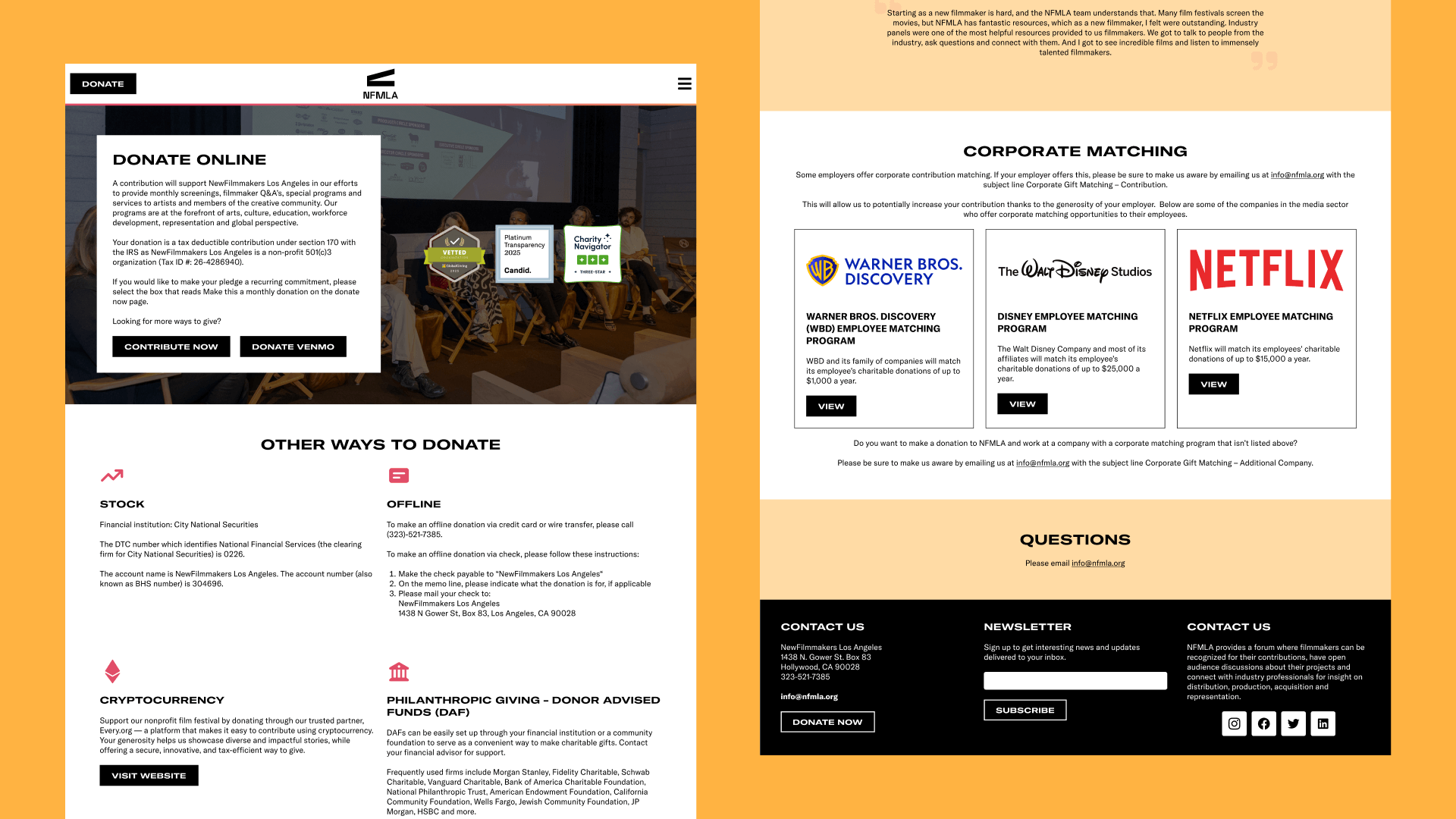 High fidelity mockup of the redesigned donation page